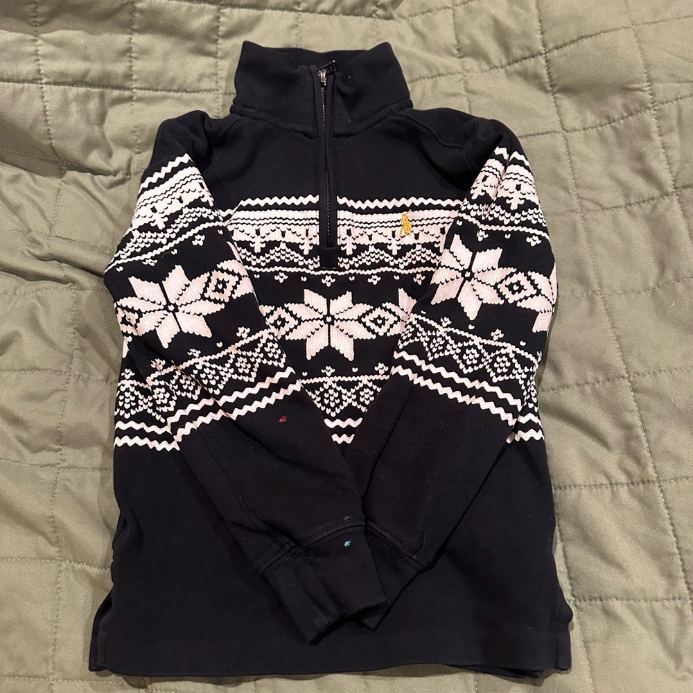 Polo Ralph Lauren Toddler Black & White Alpine Print Quarter Zip Shirt